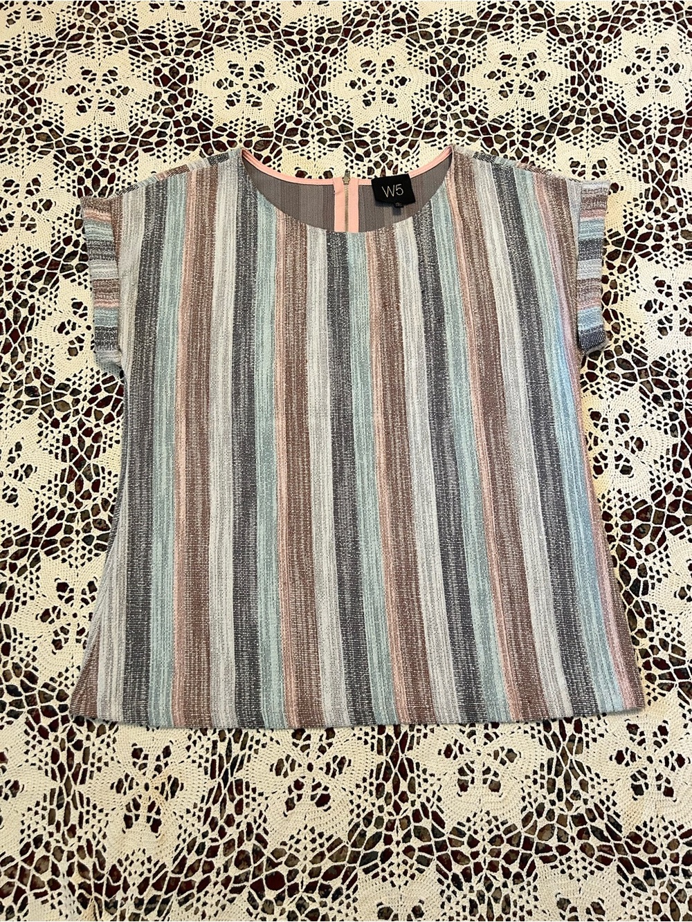 W5 Striped Short Sleeve Top in Pastel Multicolor